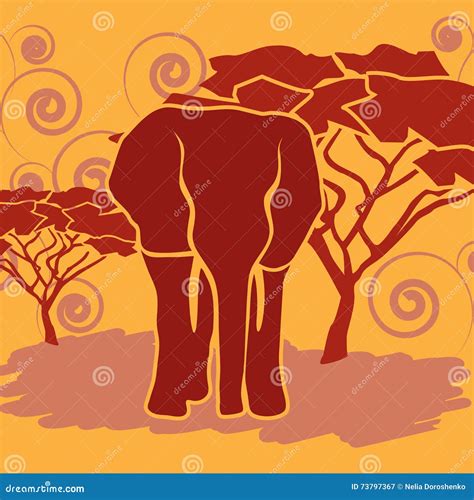 Elephant Savanna Flat Design Cartoon Vector Wild Animals | CartoonDealer.com #45354016
