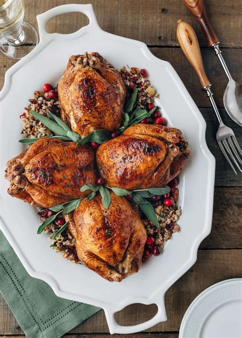 Cornish Hens with Apple-Cranberry Rice Stuffing - Striped Spatula