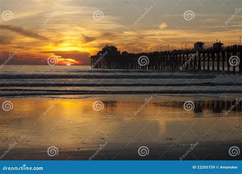 Oceanside, CA pier sunset. stock image. Image of pacific - 22205759