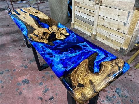 Olive Wood Ocean Wave Design Epoxy Table / Pub Table - Etsy UK