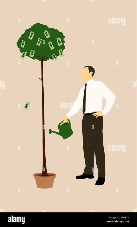 A businessman watering a money tree Stock Photo - Alamy