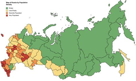 Map of Russia by population density, simplified : r/MapPorn