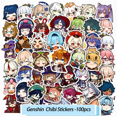 Genshin Impact Chibi Stickers - 100 pcs | GenshinBox