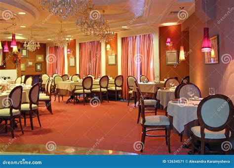 Red restaurant interior stock image. Image of cafeteria - 12634571