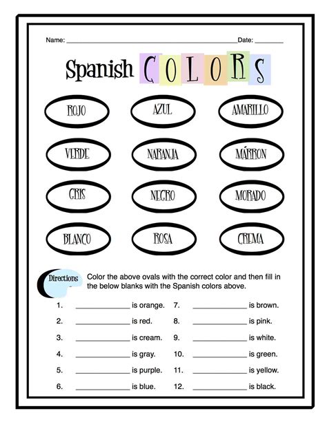 List Of The Colors In Spanish