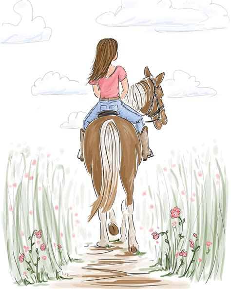 Girl Riding a Horse Horseback Riding Art Equestrian Art - Etsy | Horse ...