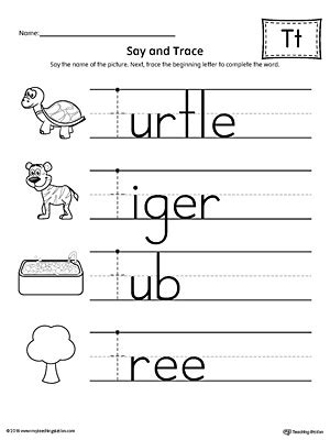 Say and Trace: Letter T Beginning Sound Words Worksheet ...