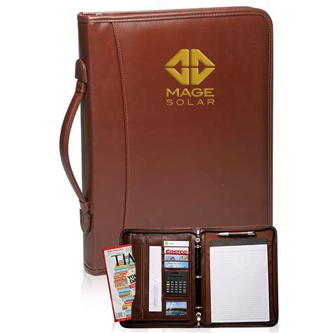 Personalized Brown Leather Binder Portfolios | PF46 - Discountmugs