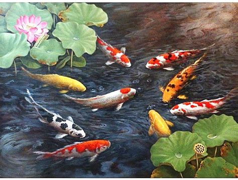 9 Koi Fish Feng Shui Painting That Is Realistic And Looks Real | Etsy