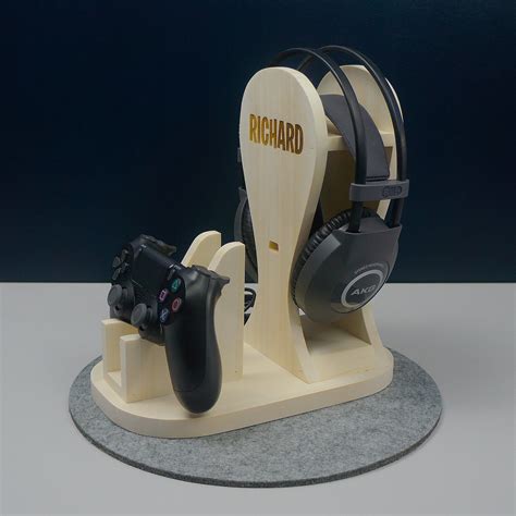 Gaming headphone and controller stand | Gaming accessories, Wooden, Headphone stands