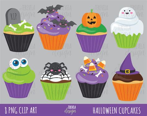 HALLOWEEN Cupcakes Clipart, Halloween Clipart, Uso Comercial, Descarga Instantánea, Lindos ...