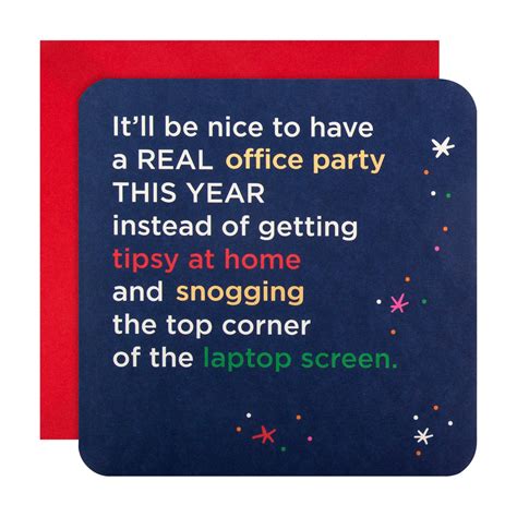 Funny Office Party Christmas Card Design with Gold Foil and Rounded Ed ...