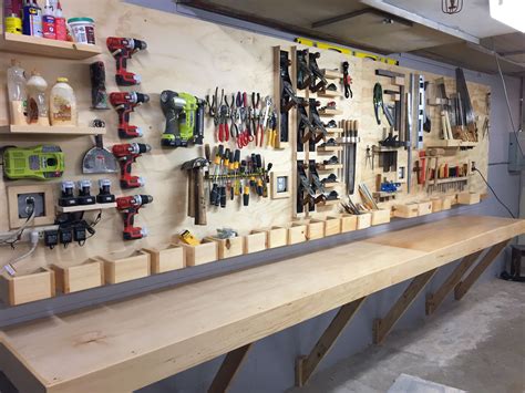 Tool rack and floating workbench for a high school woodshop. Garage ...