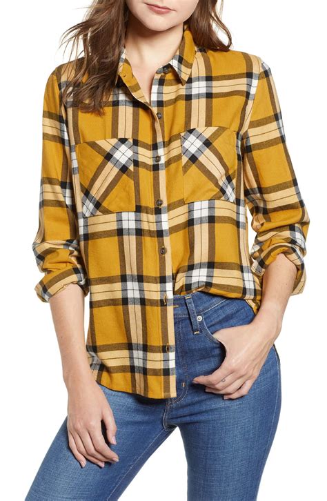 BP. Plaid Flannel Shirt | Nordstrom | Yellow plaid shirt, Plaid shirt ...