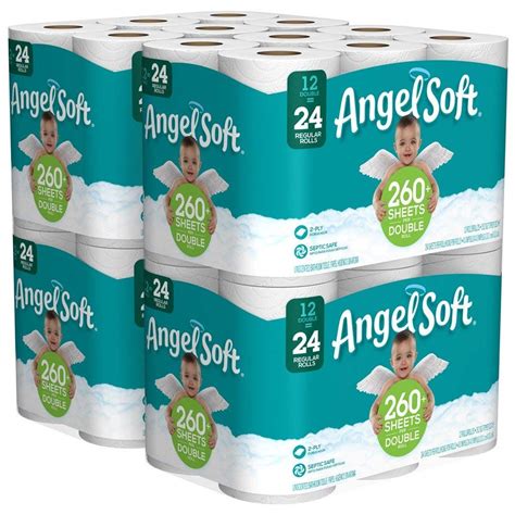 Angel Soft 2 Ply Toilet Paper, 48 Double Bath Tissue (Pack of 4 with 12 rolls each) - shopping ...