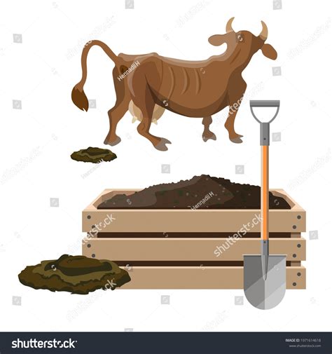 Organic Fertilizer Set Pooping Cow Heap Stock Vector (Royalty Free ...