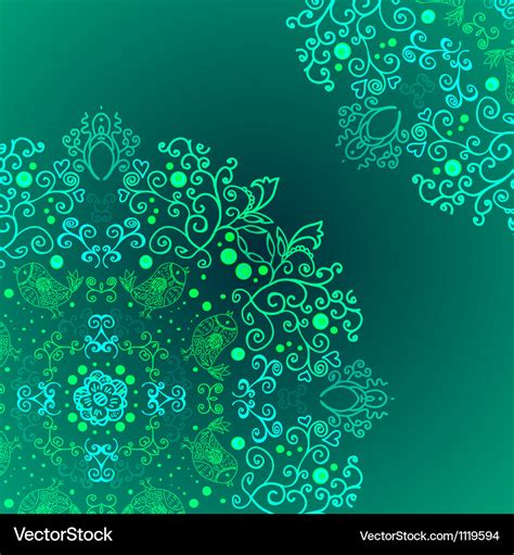 Emerald floral background ethnic ornament Vector Image