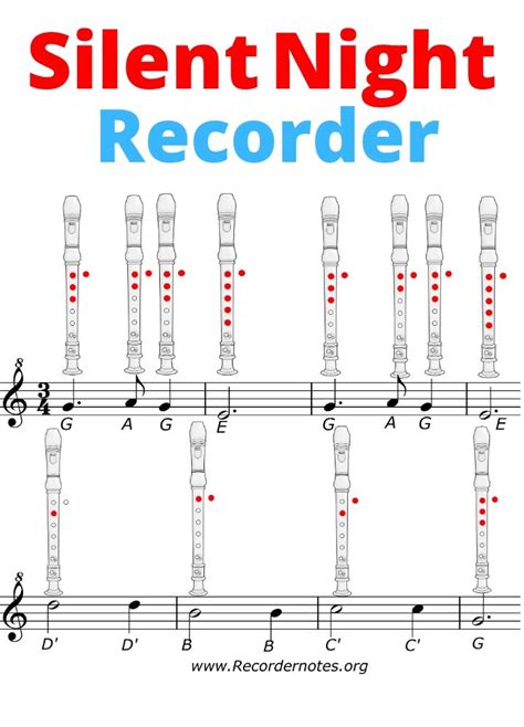 🥇Silent Night Recorder Notes Learn to play it ! | Recorder notes ...