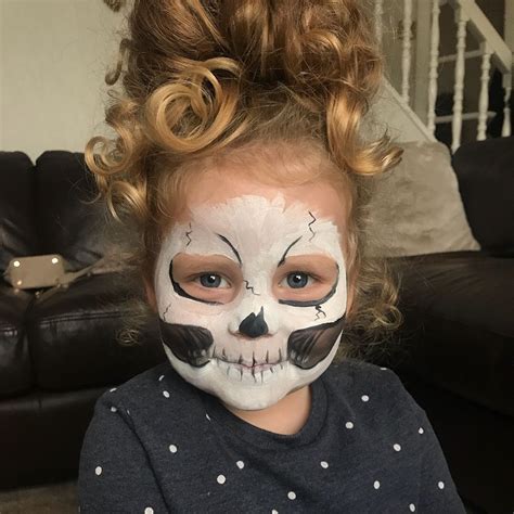 Kids skull Halloween makeup inspo facepaint | Skeleton makeup kids ...