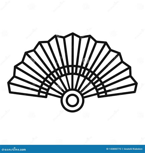 Paper Hand Fan Icon, Outline Style Stock Vector - Illustration of asian ...