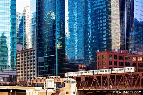 Framed Photo Print of EL TRAIN CHICAGO ELEVATED TRAIN MODERN ARCHITECTURE CHICAGO ILLINOIS COLOR ...