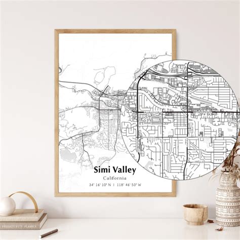 Map of Simi Valley Digital File, Modern City Map, Simi Valley Printable ...