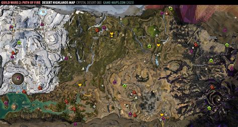 Desert Highlands Map (2019)- Guild Wars 2 | game-maps.com