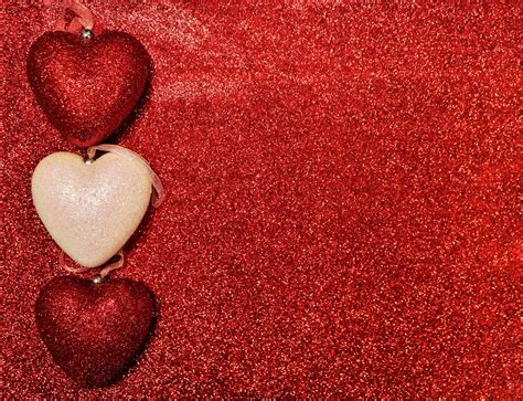 Glitter Hearts On Red Border Free Stock Photo - Public Domain Pictures