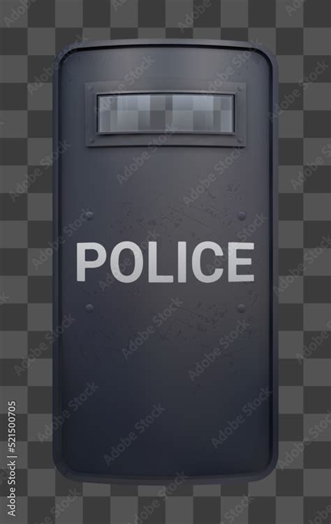 Bulletproof police shield with glass, vector image. Realistic shield ...