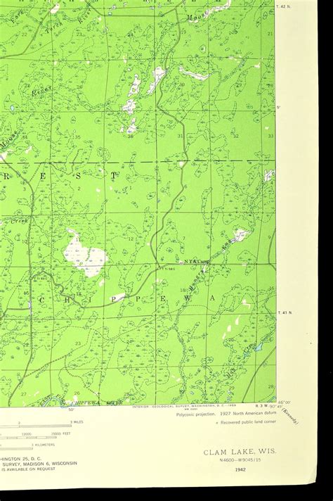 Chequamegon National Forest Map Wisconsin LARGE Topographic | Etsy