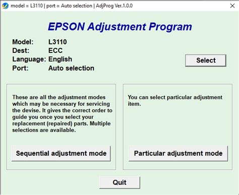 Download Epson L3110 Resetter Adjustment Program