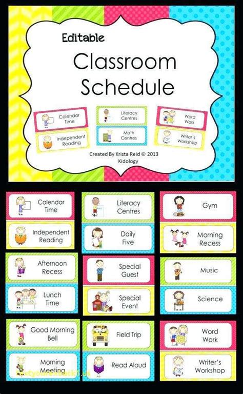 Daily Class Schedule Template - Cards Design Templates