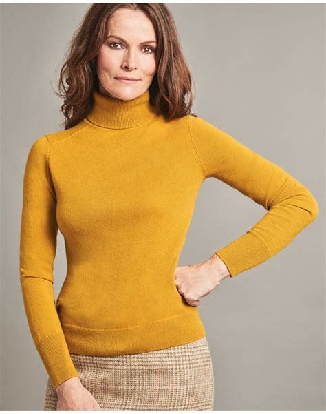 Ochre | Womens Cashmere Polo Neck Sweater | Pure Collection