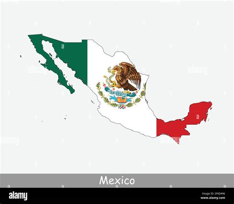 Mexico Map Flag. Map of the United Mexican States with the Mexican ...