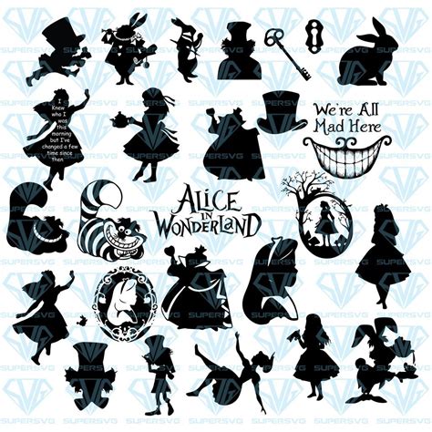 Alice In Wonderland Bundle Svg Files For Silhouette Files For Cricut ...