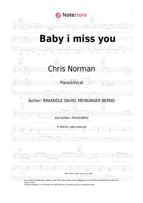 Baby i miss you piano sheet music and voice Chris Norman in Note-Store ...