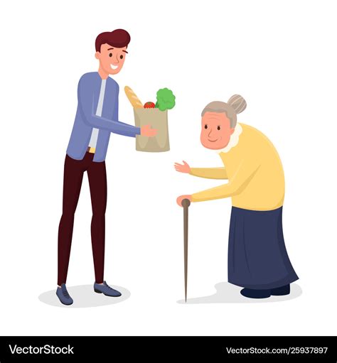 Helping elderly people flat Royalty Free Vector Image