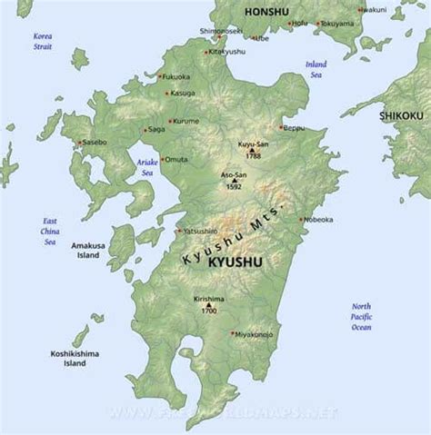 Kyushu Physical Map