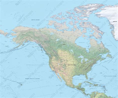 Digital Map North America Physical 625 | The World of Maps.com