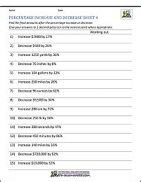 Percent Increase And Decrease Worksheet