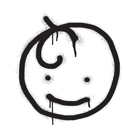 Spray Painted Graffiti sad emoticon face isolated on white background ...