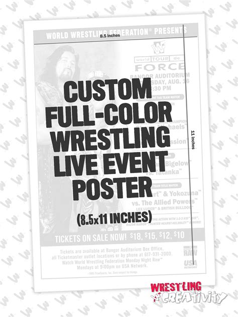 Custom 1990s WWF Poster Wrestling Live Event Advertisement and Souvenir ...