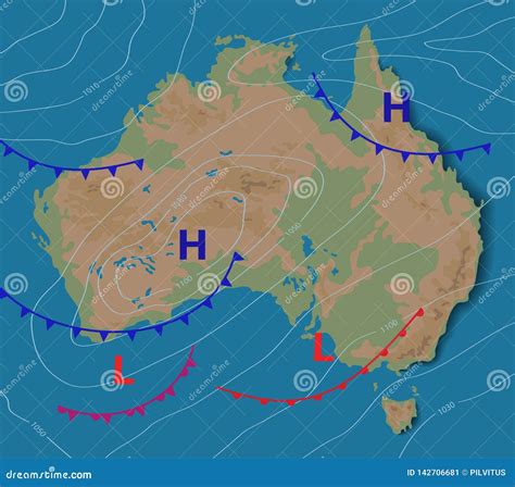 Weather Forecast of Australia. Meteorological Weather Map of the AUSTRALIA Stock Vector ...