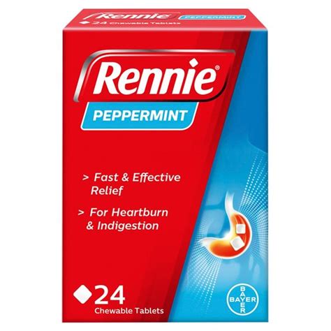 Rennie Peppermint Heartburn & Indigestion Relief Tablets 24 per pack from Ocado