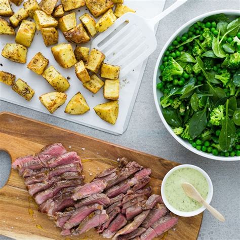 Lamb Leg Steaks with Herb Potatoes and Broccoli Pea Salad - My Food Bag