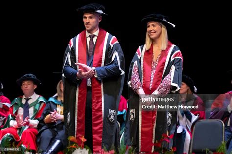 George North with wife Becky James at Swansea Arena on April 6, 2022... News Photo - Getty Images