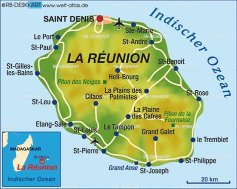 Map of Reunion (Island in France) | Welt-Atlas.de