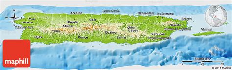 Physical Panoramic Map of Puerto Rico