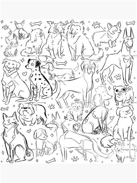 "Cute 20 doge breeds sketches style " Poster for Sale by Yarafantasyart ...