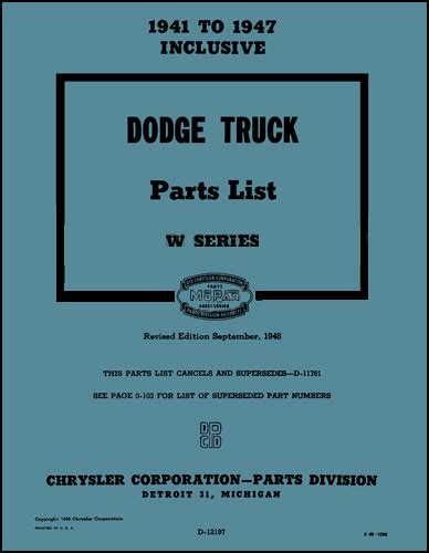 1941-1947 PDF Parts Catalog for Dodge Truck W-Series - Vintage MoParts